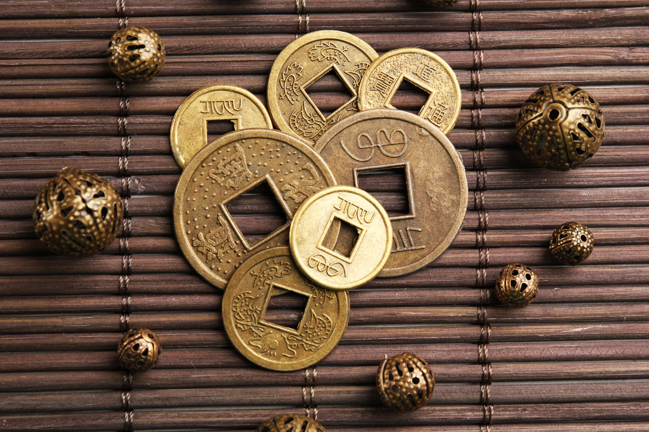 Feng Shui Coins on Table 